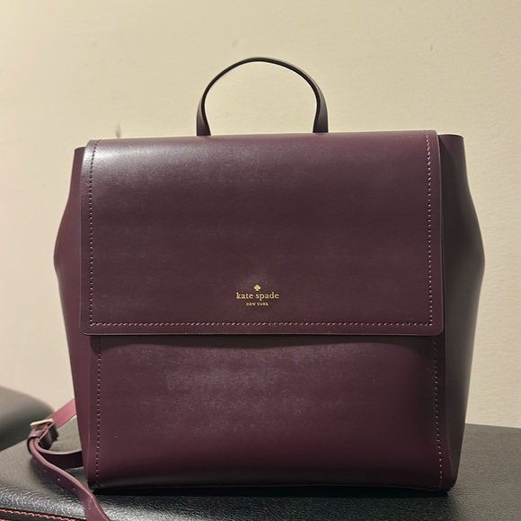 Kate Spade Somerville Road Backpack mahogany plum leather ballerina pink lining main image 6